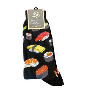 Sock Smith Sushi Black  Graphic Crew Socks Mens King Size Sock Size 13-16